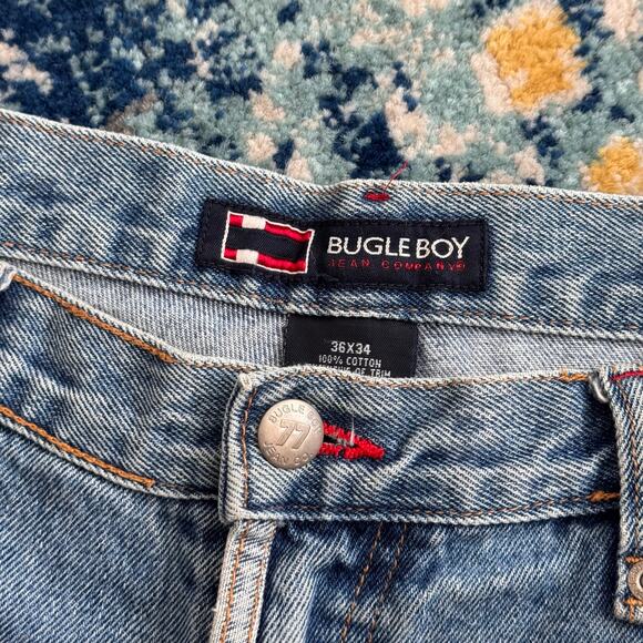 Y2k Bugle Boy Light Wash Washed Baggy Denim Crop Jeans 35x28 - Picture 4 of 6